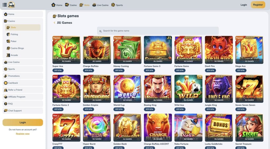 Playpal's Slot Game Page